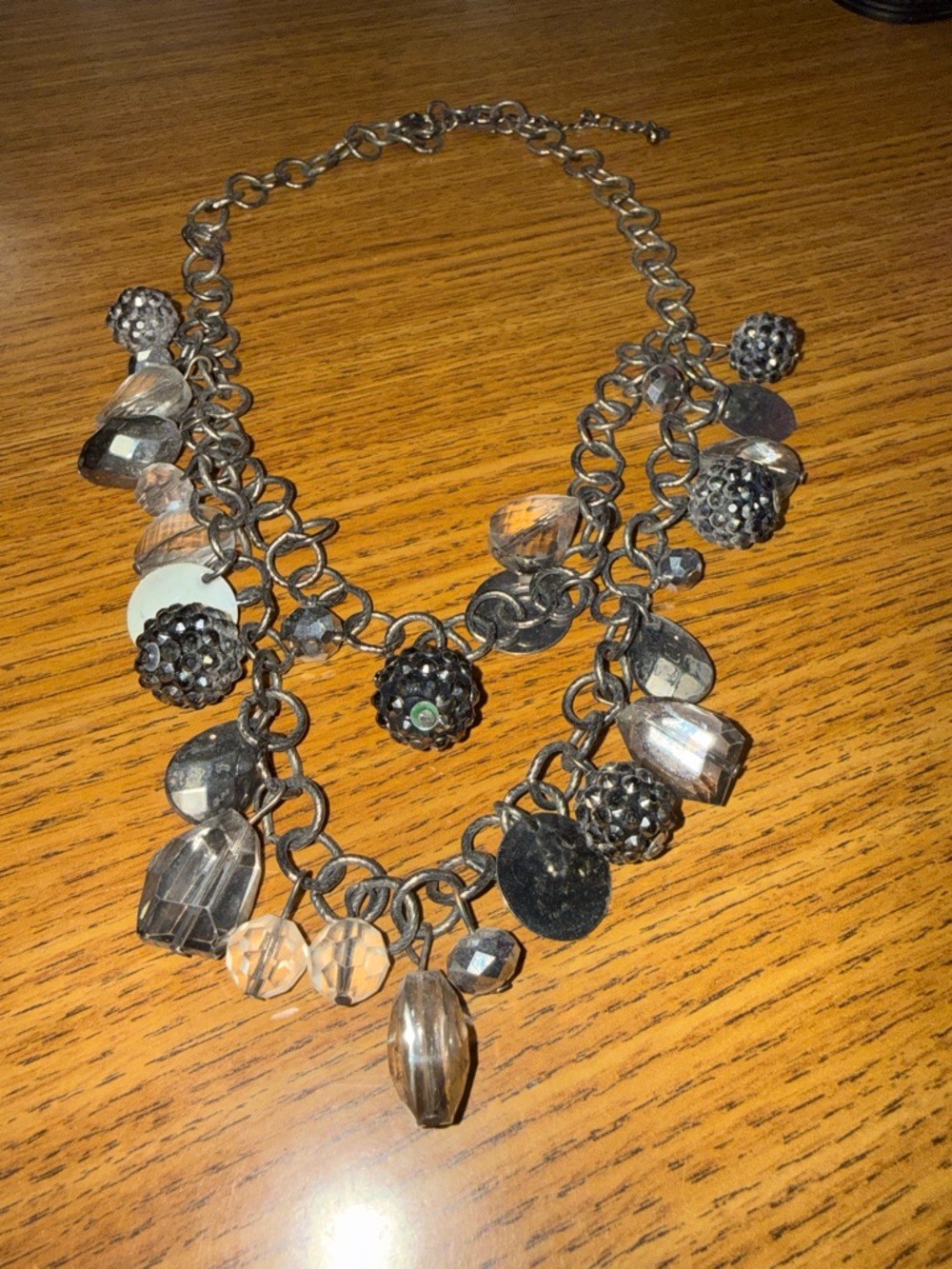 Statement Black and Silver Charm Necklace - Women Jewelry